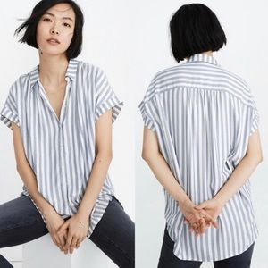 Madewell Central Shirt Pompano Stripe Oversized Blue White Collar Boxy Relax Fit